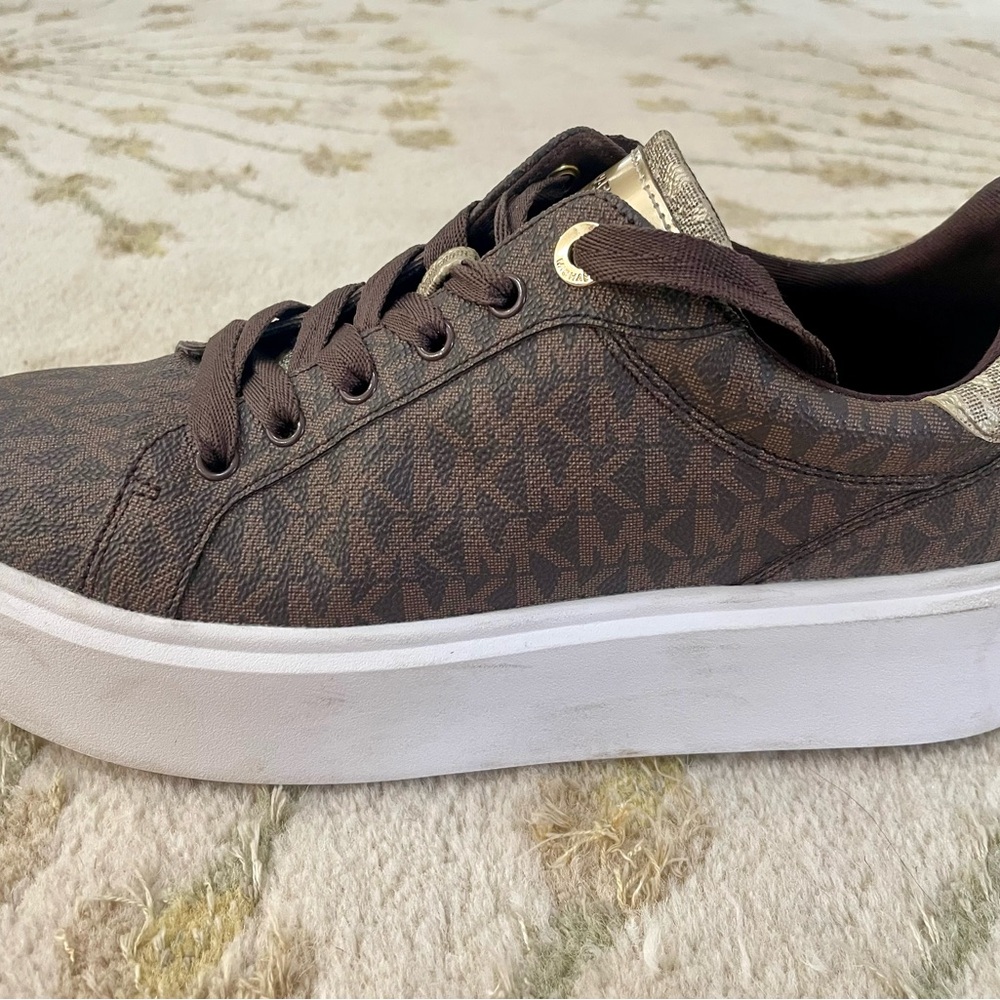 Michael Kors Brown and Gold Monogram Sneakers